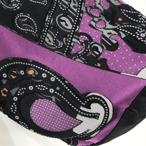 DEX Black Purple Paisley Pattern Semi Sheer Kimono Duster Tunic Cardigan - Picture 10 of 16